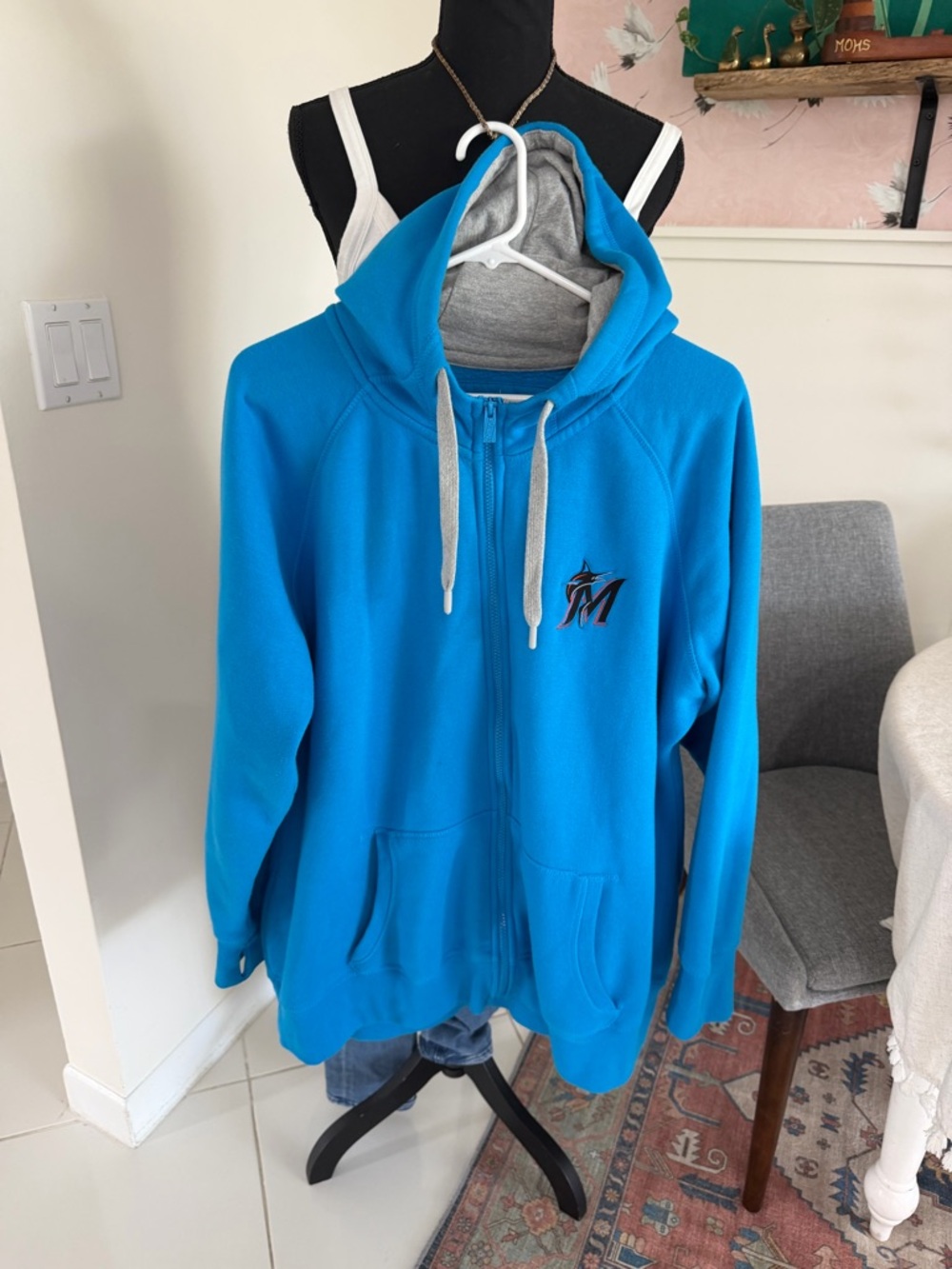 Women’s  2XL Antigua Florida Marlins MLB baseball Zip-Up hoodie sweatshirt Blue